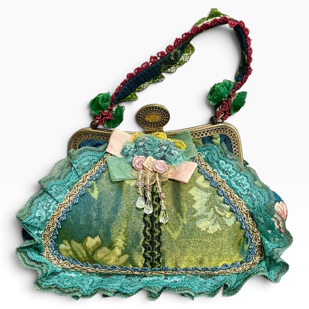 Estilo Collection Y2K Floral Tapestry Lace Fairycore Coquette Frame Purse Bag